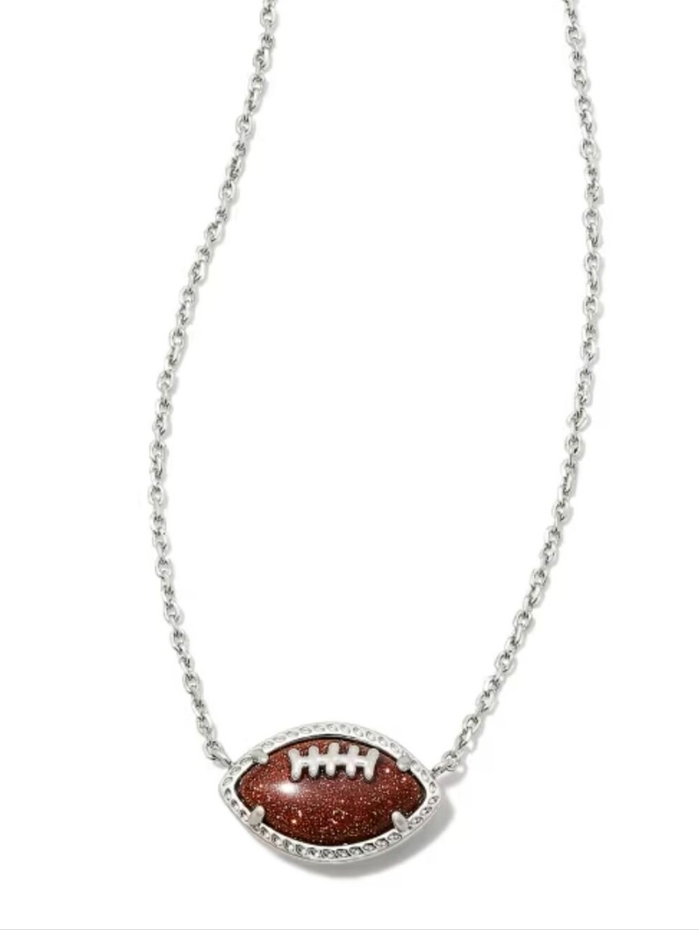 Kendra Scott Football Short Silver Pendant Necklace
